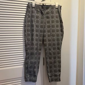 Black and white plaid cropped work pants. Size 12.